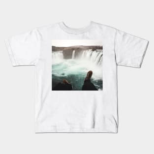 Incredible Godafoss Waterfall in North Iceland Kids T-Shirt